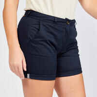 Women's golf cotton chino shorts - MW500 navy blue