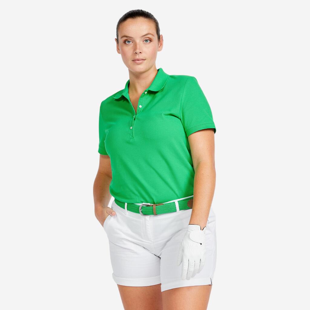 Polo majica kratkih rukava za golf MW500 pamučna ženska - tamnosmeđa