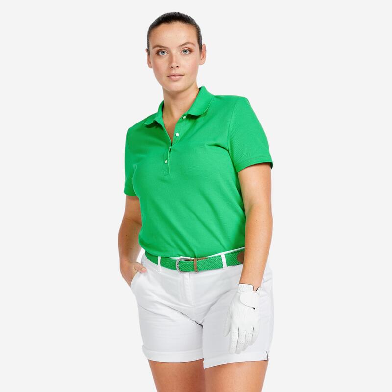 Polo de golf de algodón manga corta mujer - MW500 amarillo claro