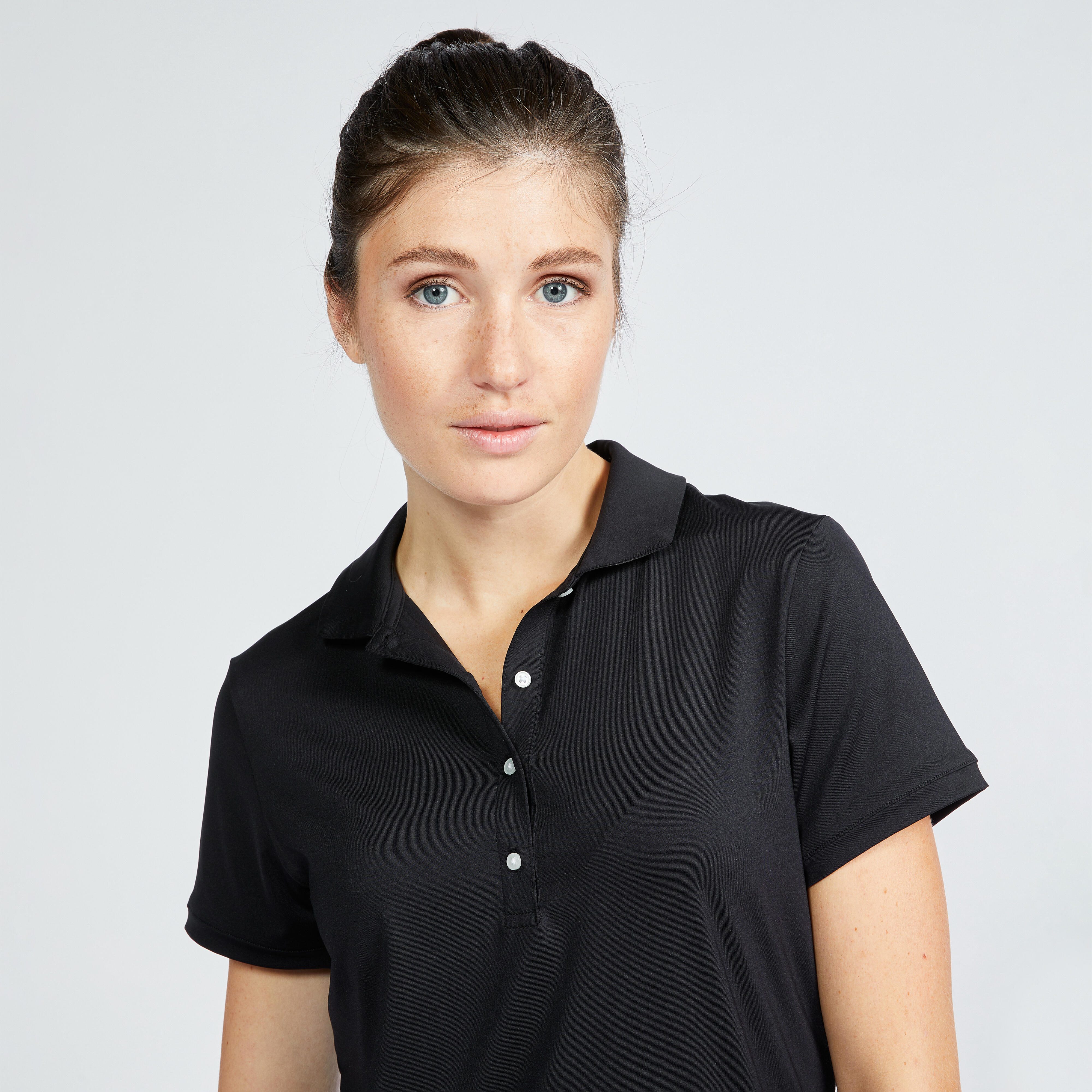 Tricou Polo Golf Ww500 Negru Dama