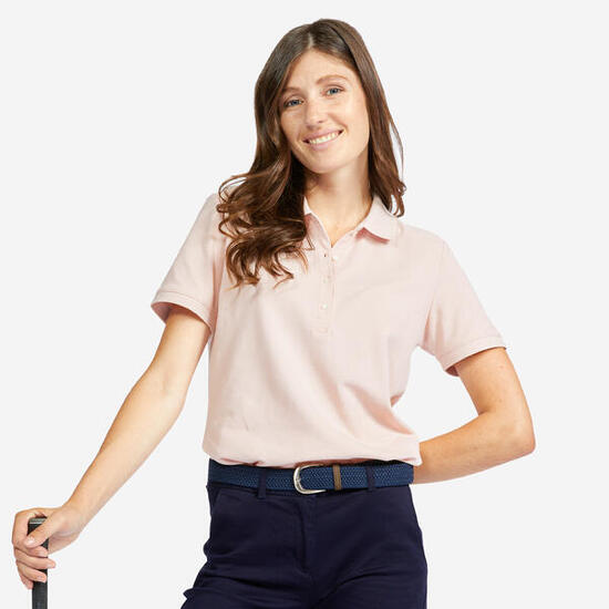 Polo golf en coton polyester manches courtes femme, MW500 rose pâle