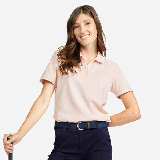 
      Women's golf short-sleeved polo shirt - MW500 pale pink
  