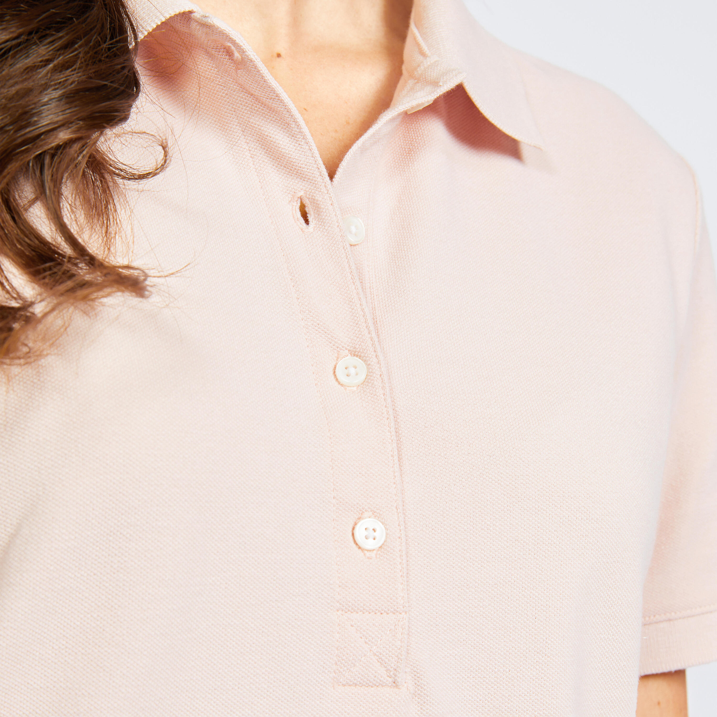 Women's golf short-sleeved polo shirt - MW500 pale pink 5/6