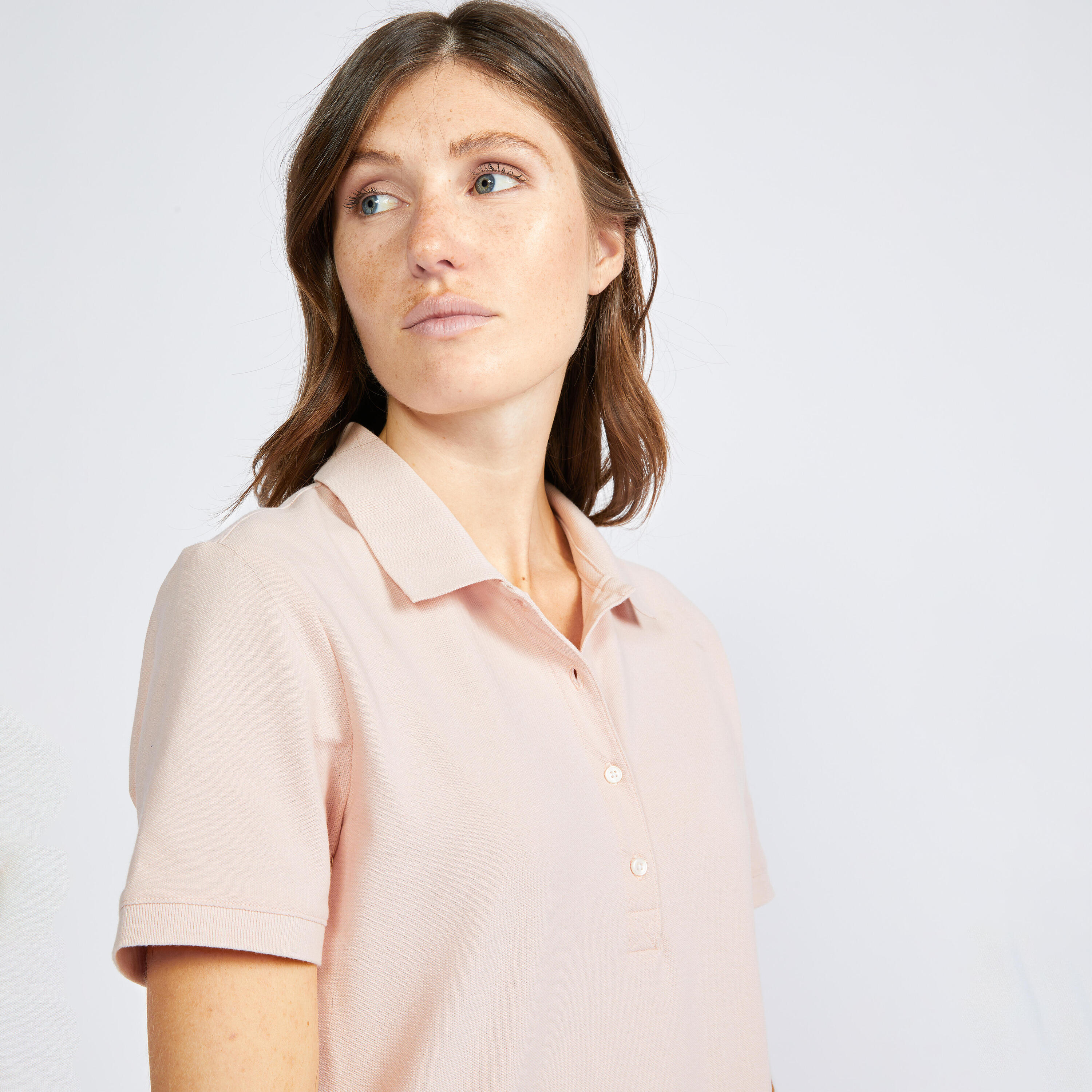 Women's golf short-sleeved polo shirt - MW500 pale pink 3/6