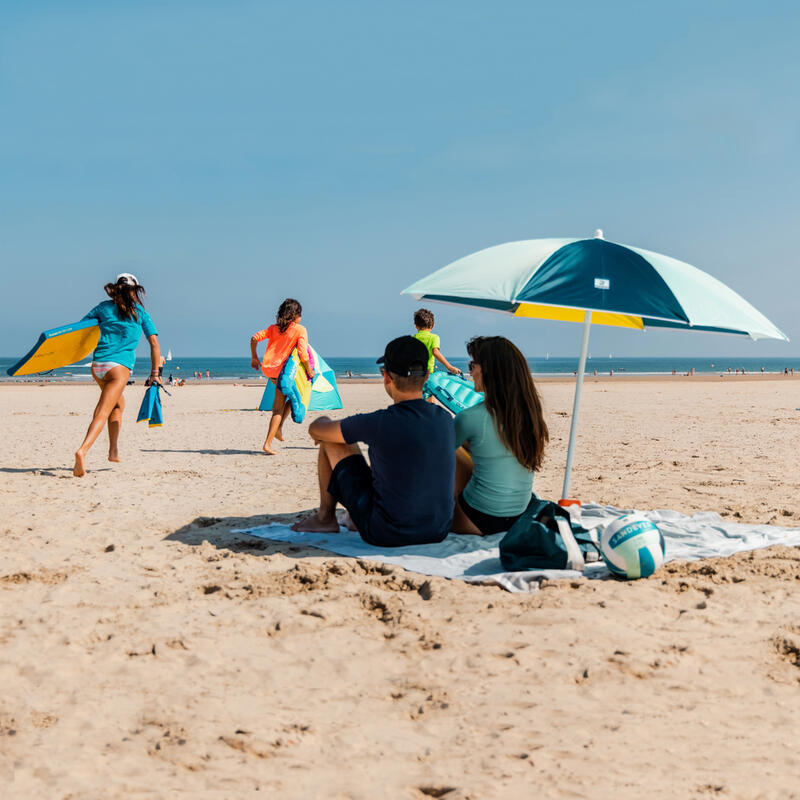 Umbrelă plajă PARUV Windstop UPF50+ 2 locuri Turcoaz-Galben-Verde