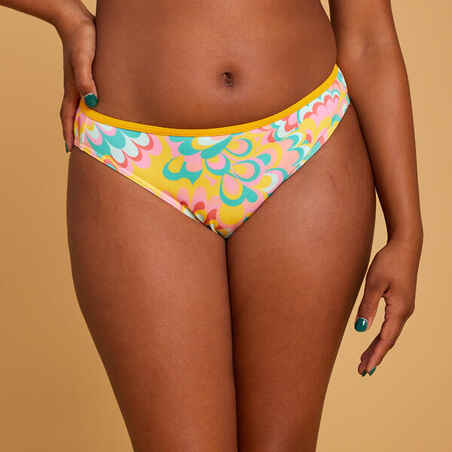 Panty de bikini de surf  para mujer Olaian Flowy amarillo