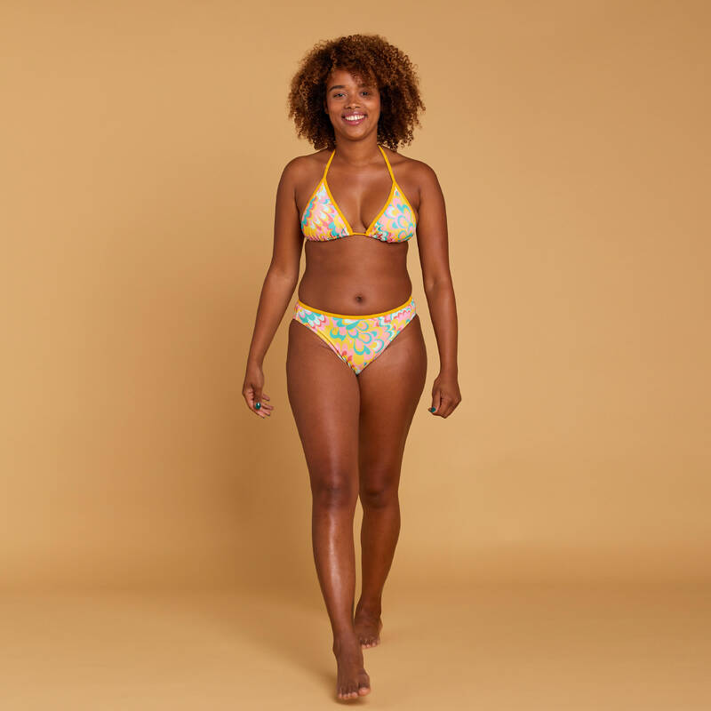 Top de Bikini Mae Flowy Mujer Amarillo Triángulos Corredizos - Decathlon