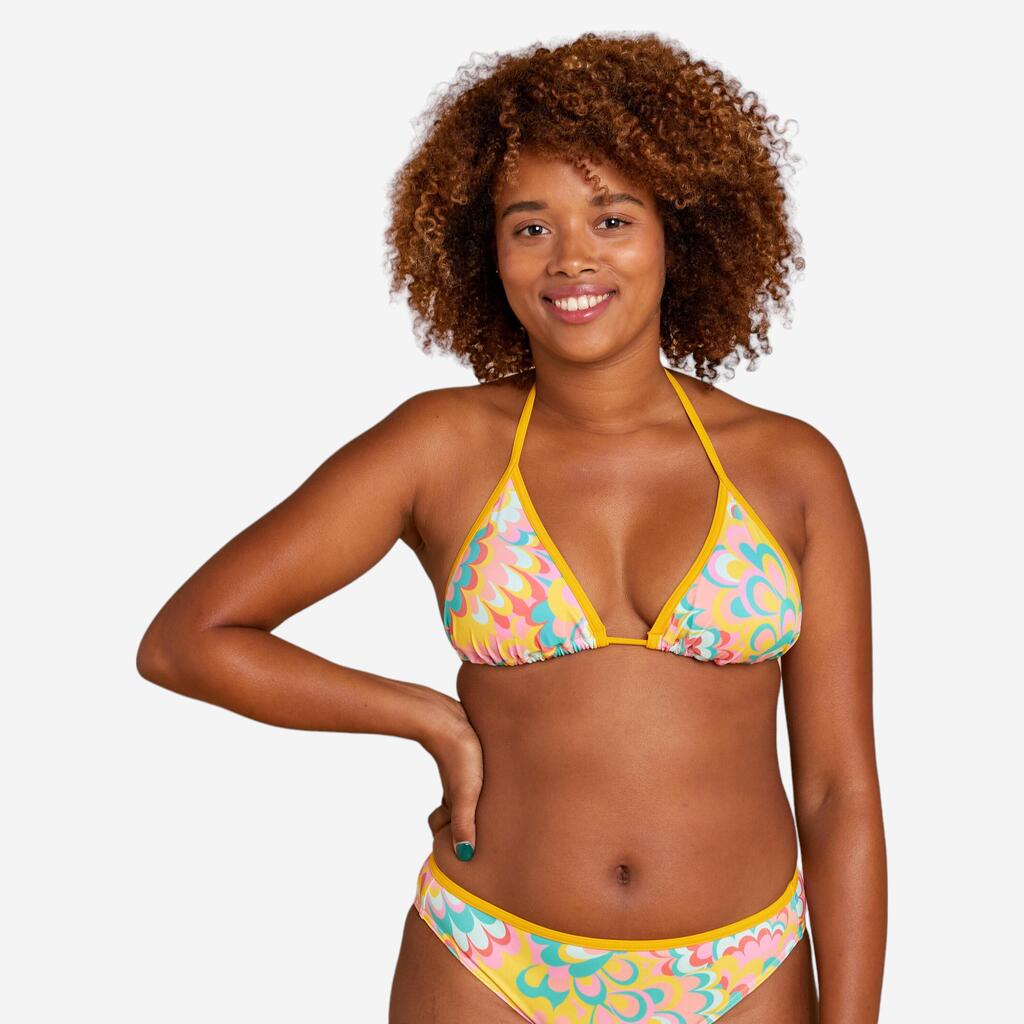 Top de bikini con almohadillas para Surf de mujer Olaian Mae Pad amarillo