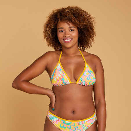 Top de bikini con almohadillas para Surf de mujer Olaian Mae Pad amarillo