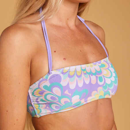 Top bikini Mujer surf  bandeau relleno extraíble púrpura