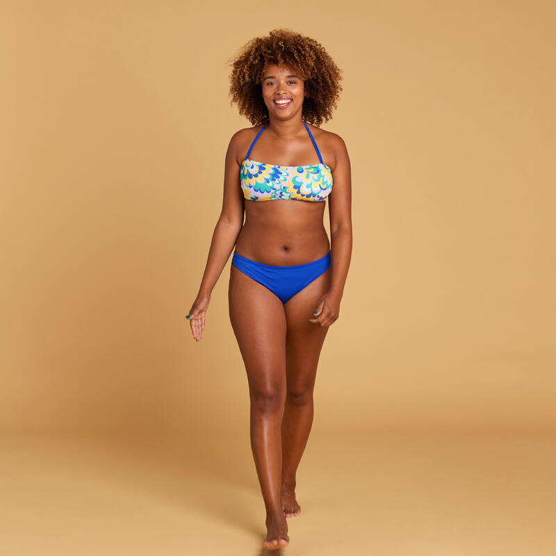 Top bikini Mujer surf bandeau relleno extraíble azul