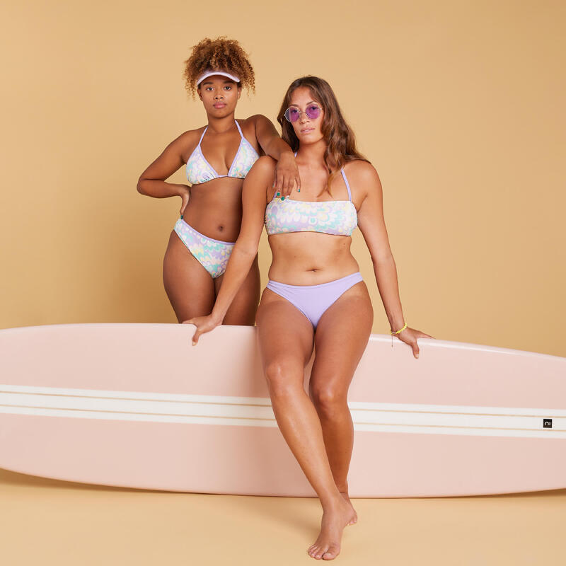 Bikinibroekje voor surfen dames Nina Flowy paars klassiek model