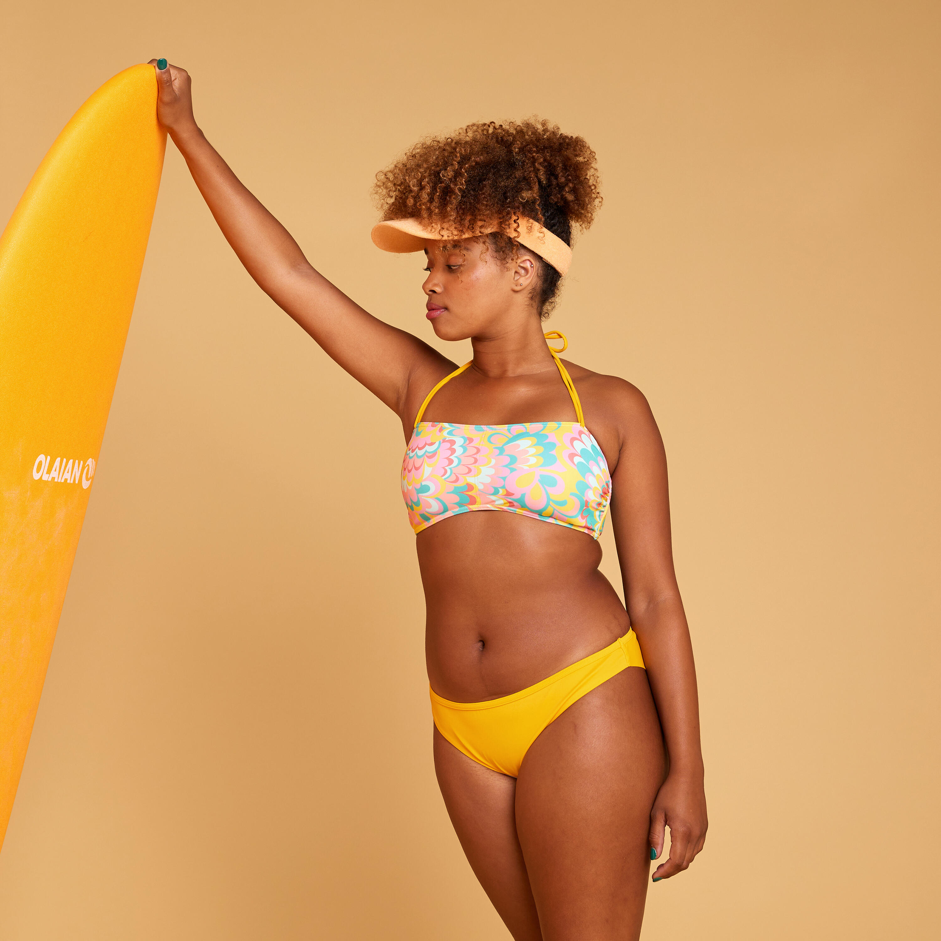 Haut de maillot de bain bandeau femme LORI FLOWY Jaune 7/15
