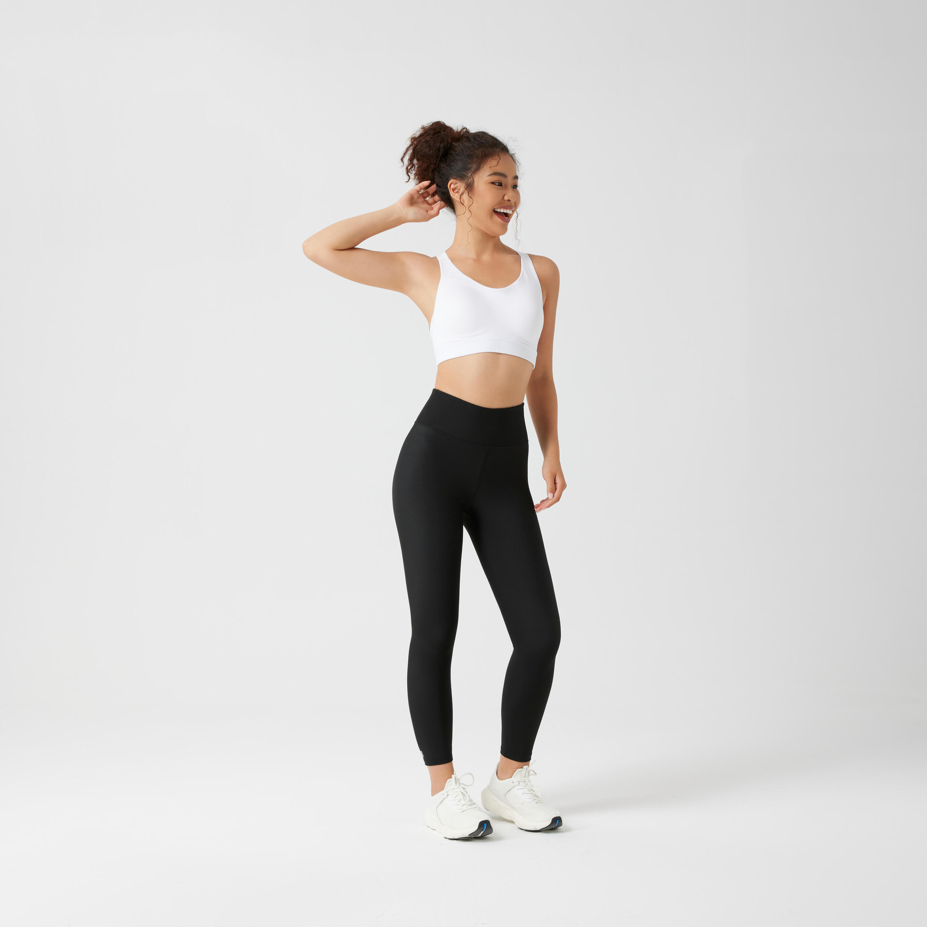 Mallas Leggings Tiro Alto Fitness Mujer 100 Negro 4/9