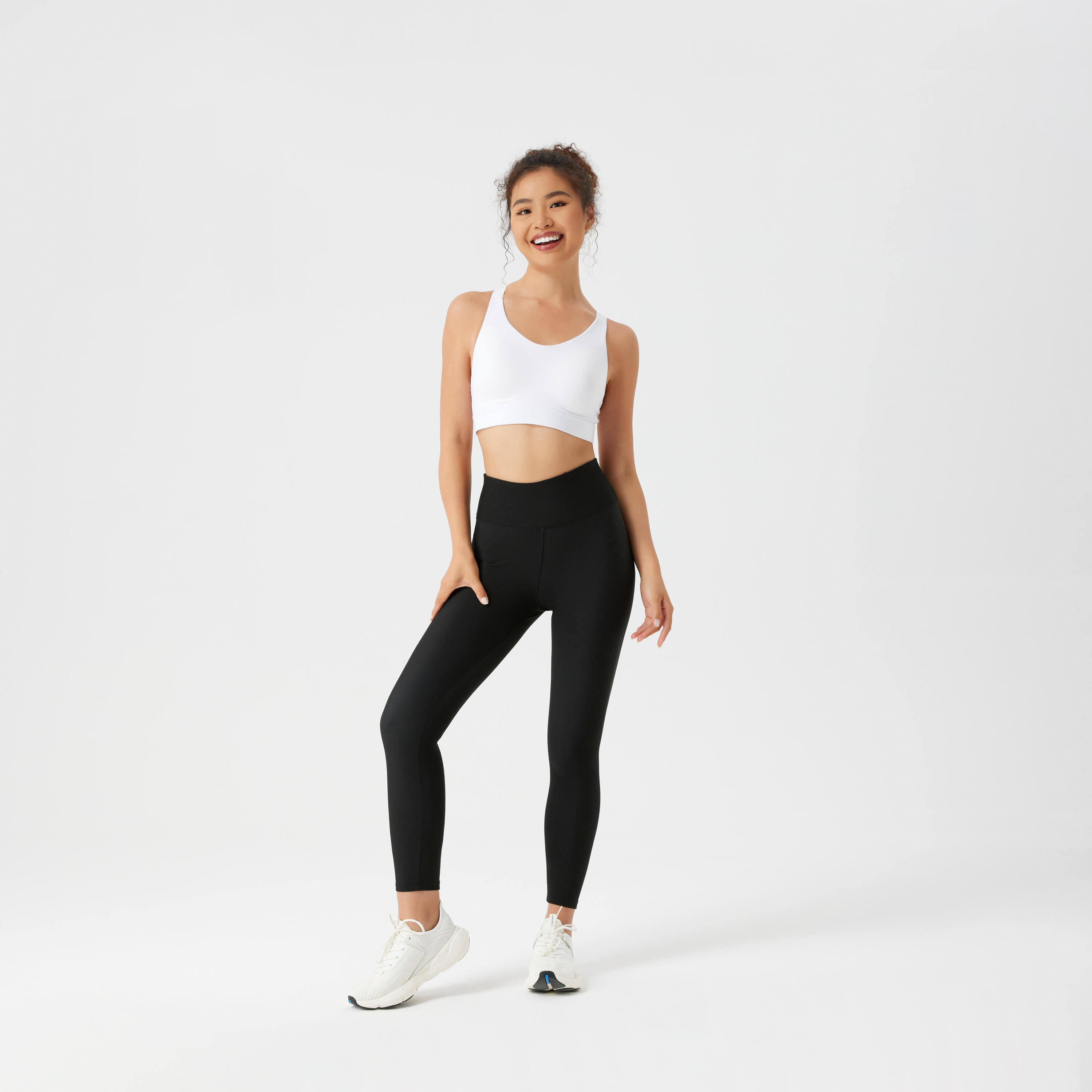 Mallas Leggings Tiro Alto Fitness Mujer 100 Negro 2/9
