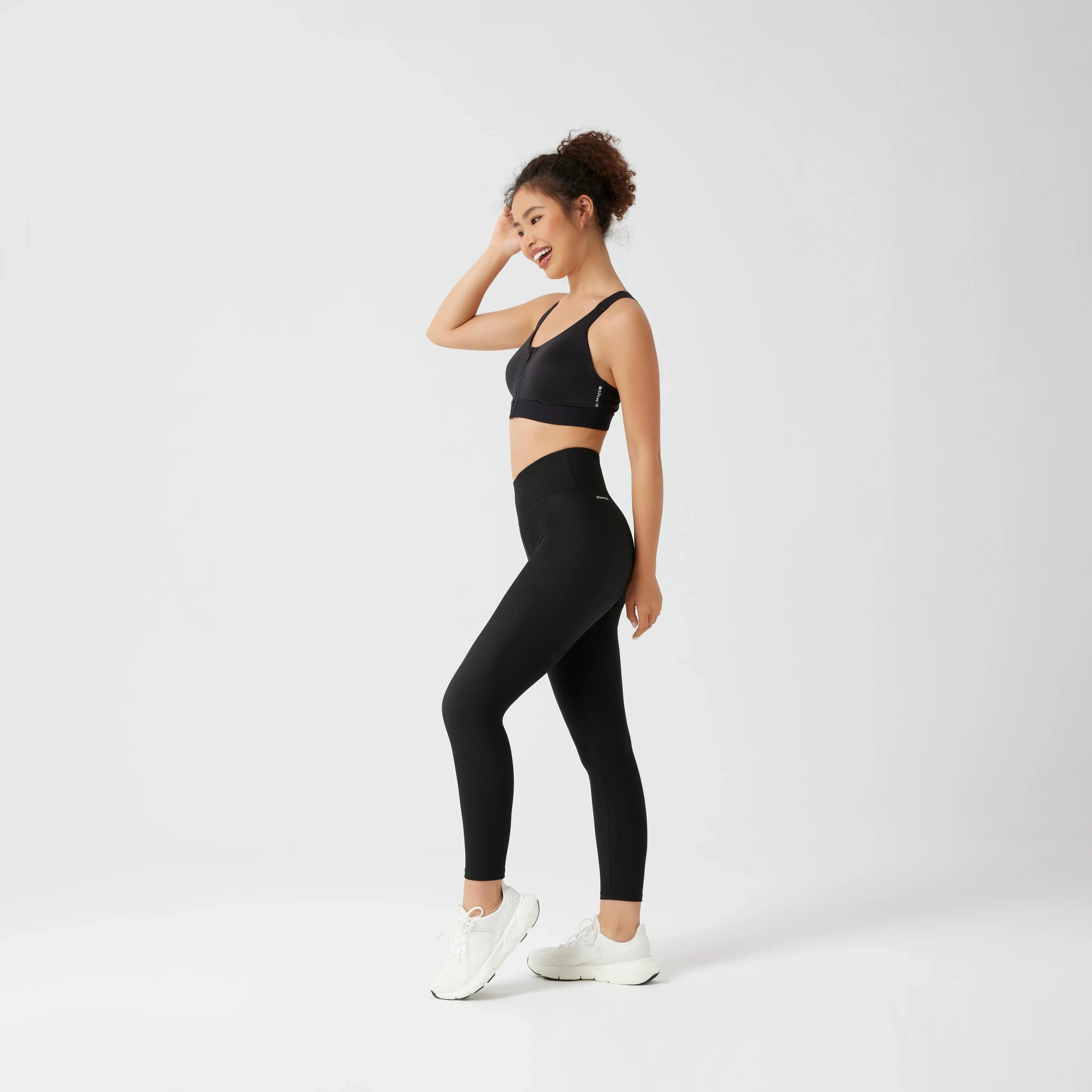 Leggings de desporto cintura subida e respiráveis mulher, preto 12/20