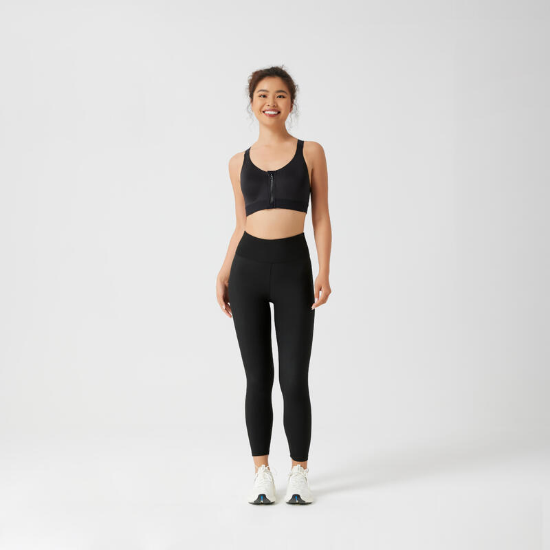 Colanți de sport talie înaltă și respirabili negru Damă 