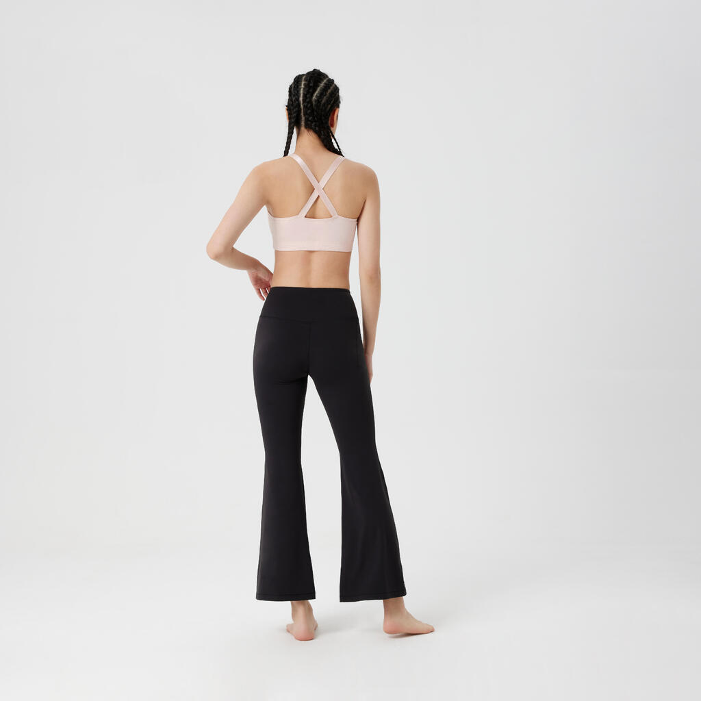Pantalon évasé effet seconde peau de yoga, violet