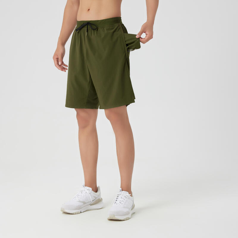 Men's Zip Pocket Breathable Fitness Shorts - Green