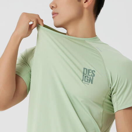 T-shirt de fitness essentiel respirant col rond homme - vert