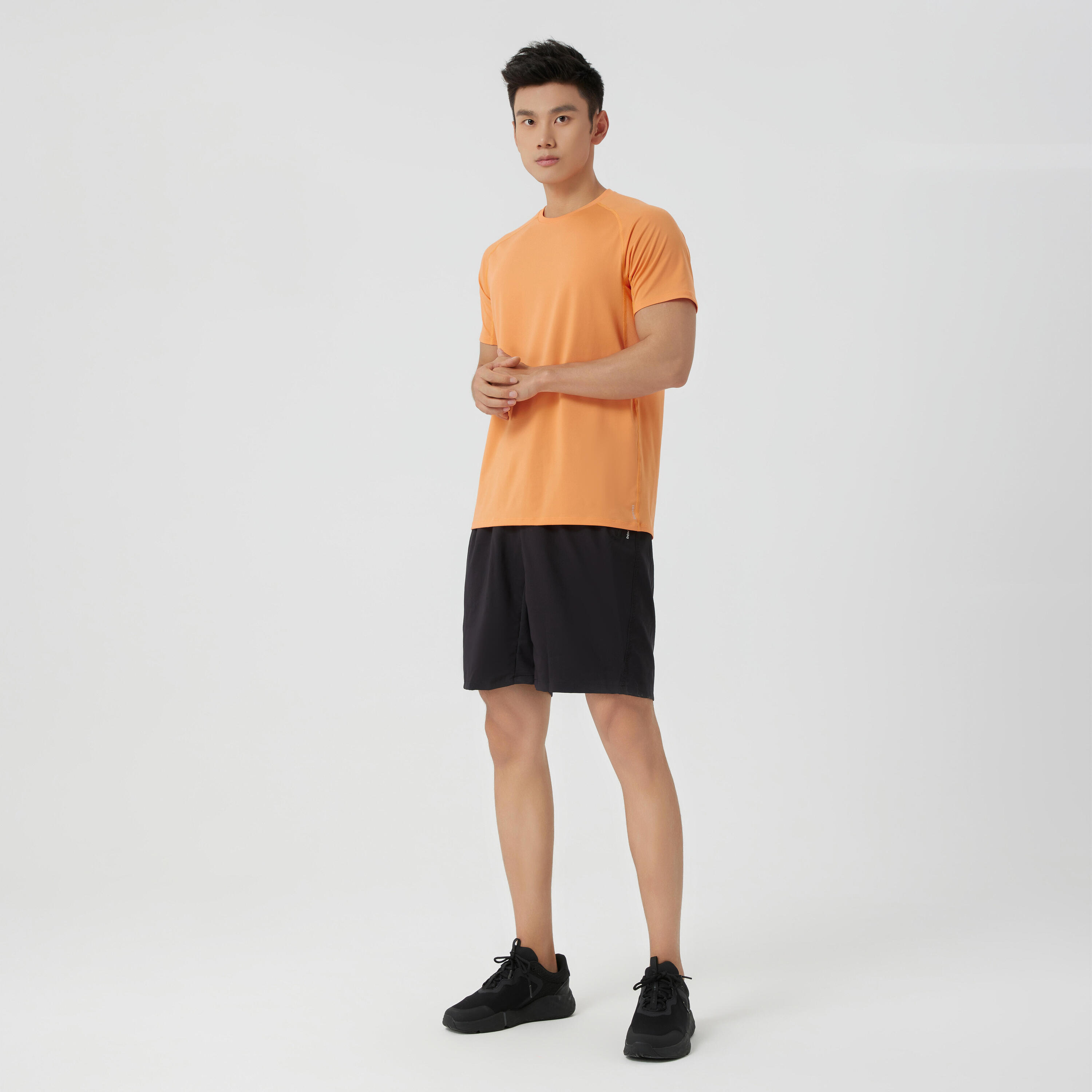 Men's Crew Neck Breathable Essential Fitness T-Shirt - Orange 3/4