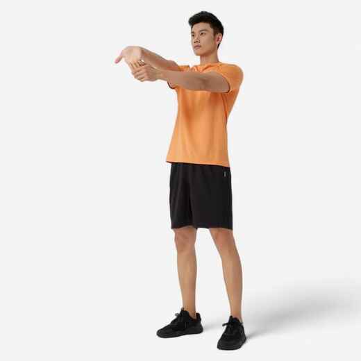 
      T-shirt de fitness essentiel respirant col rond homme - orange
  