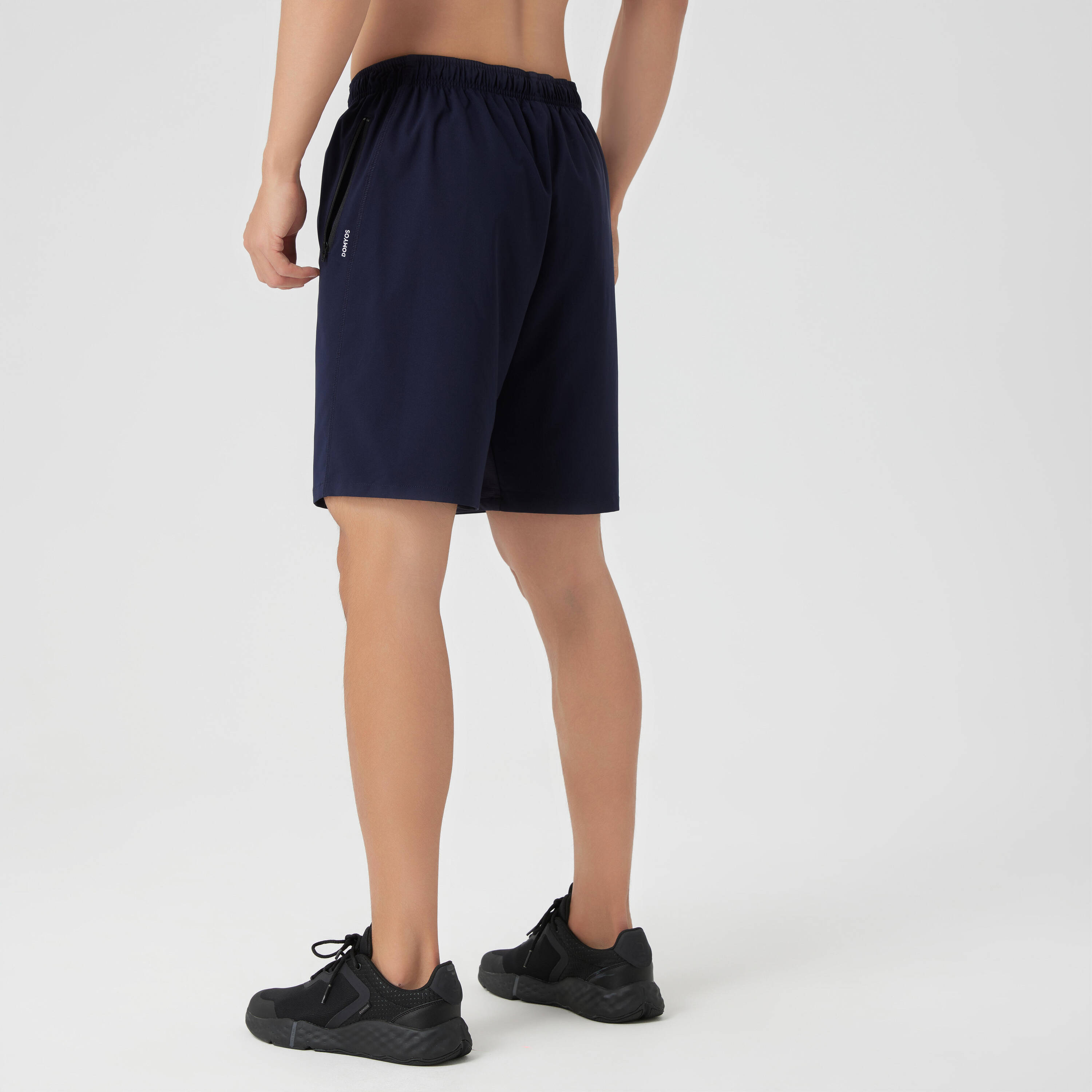 Men Gym Shorts Stretchable, Quick Dry with Zip Pockets - Blue/Black -  5