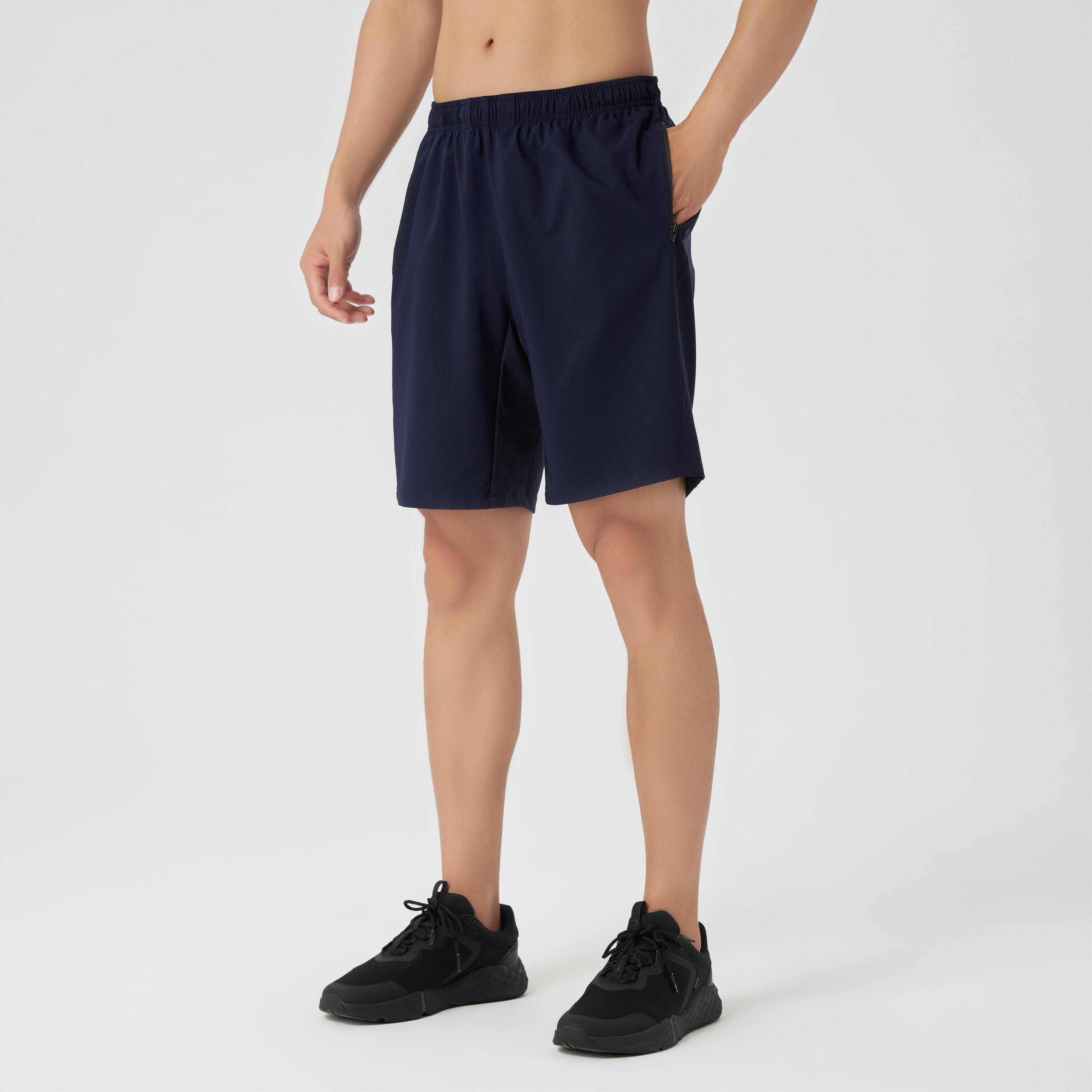 Men Gym Shorts Stretchable, Quick Dry with Zip Pockets - Blue/Black -  4
