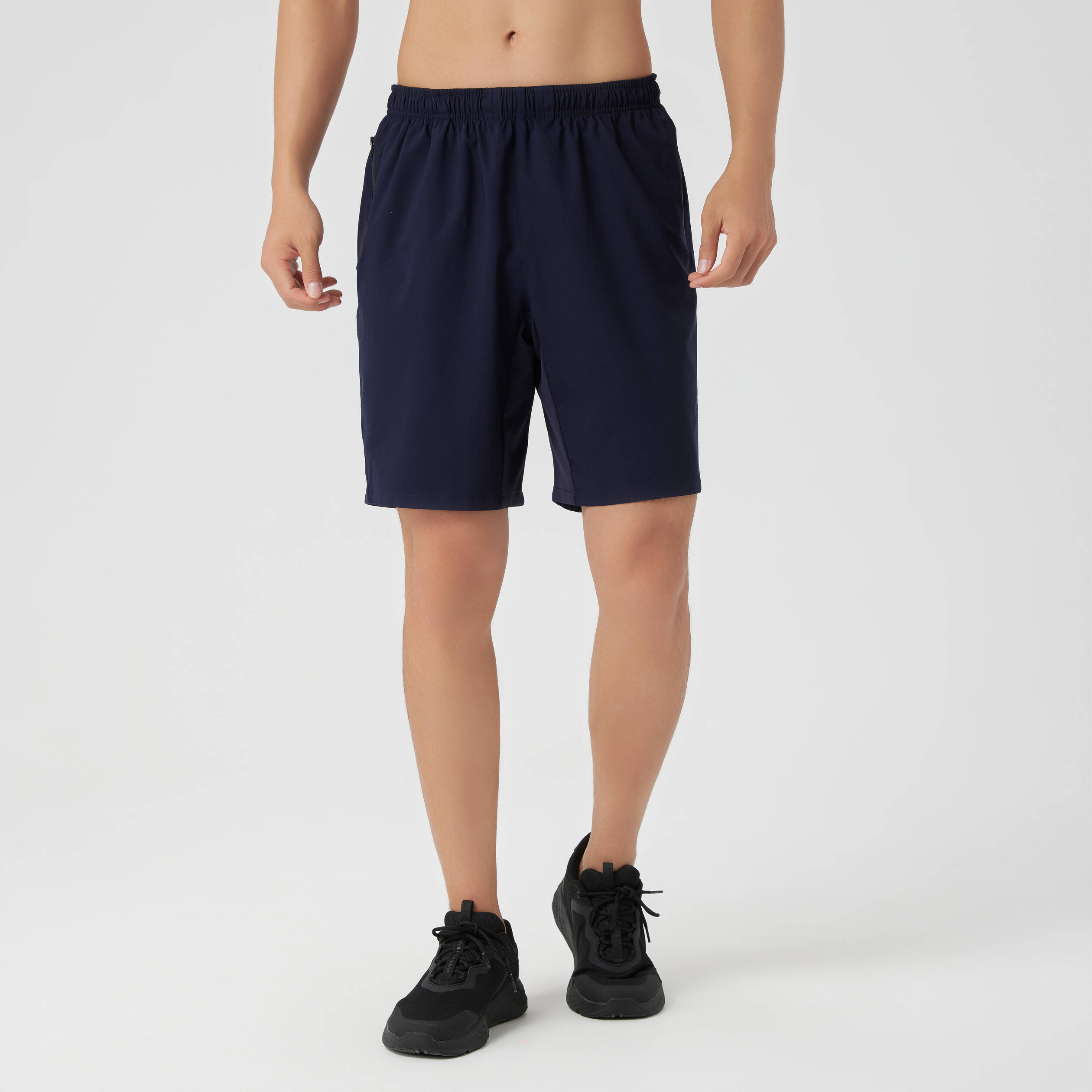 Men Gym Shorts Stretchable, Quick Dry with Zip Pockets - Blue/Black