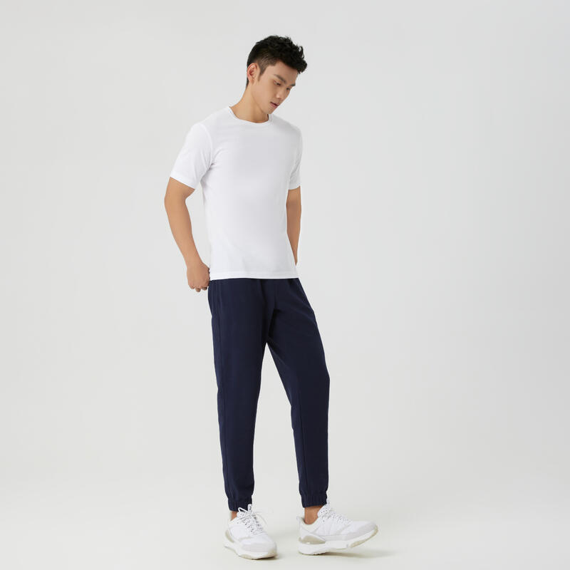 Pantalón chándal fitness algodón recto Hombre Domyos Essentials azul