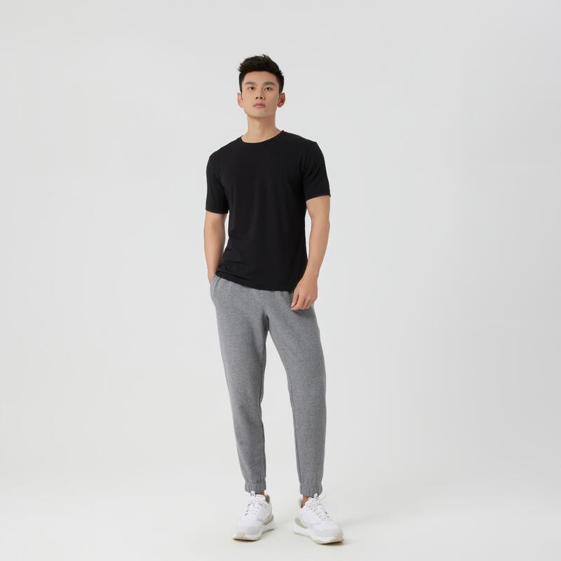 Pantalón chándal fitness algodón recto Hombre Domyos Essentials gris