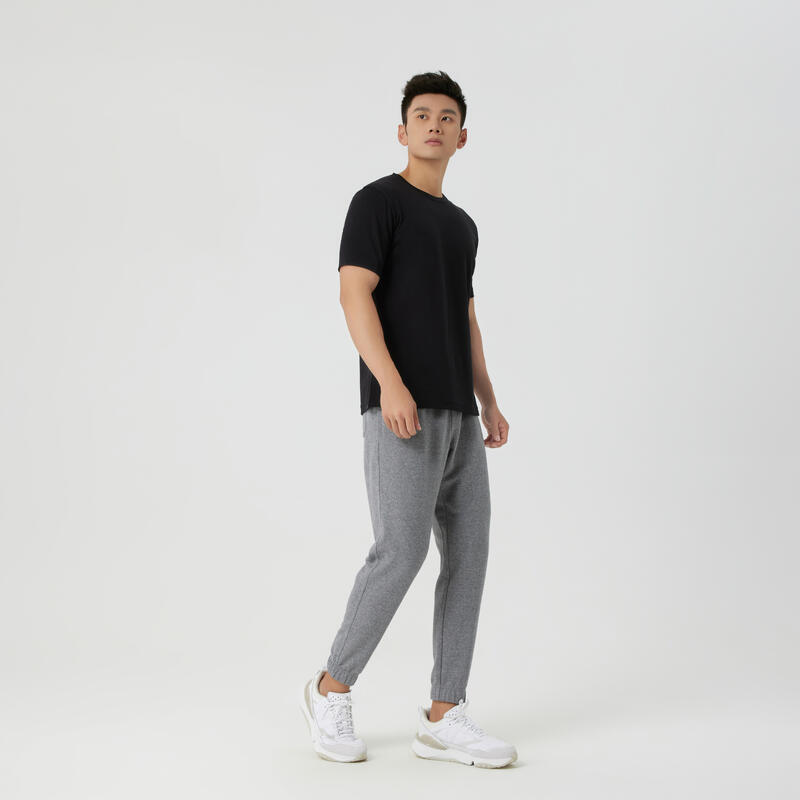 Pantalón chándal fitness algodón recto Hombre Domyos Essentials gris