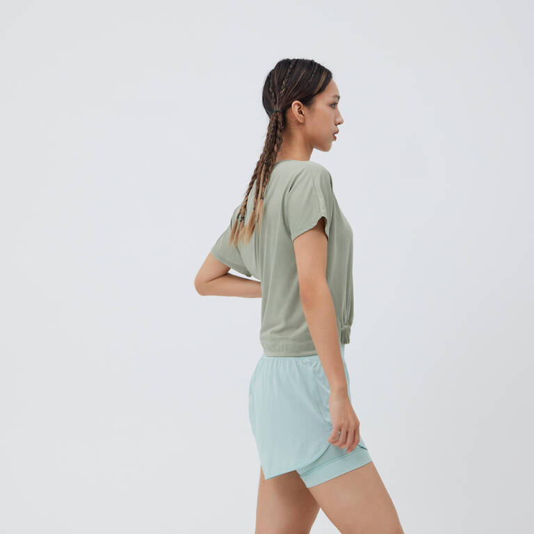 Loose Cropped Fitness T-Shirt - Green