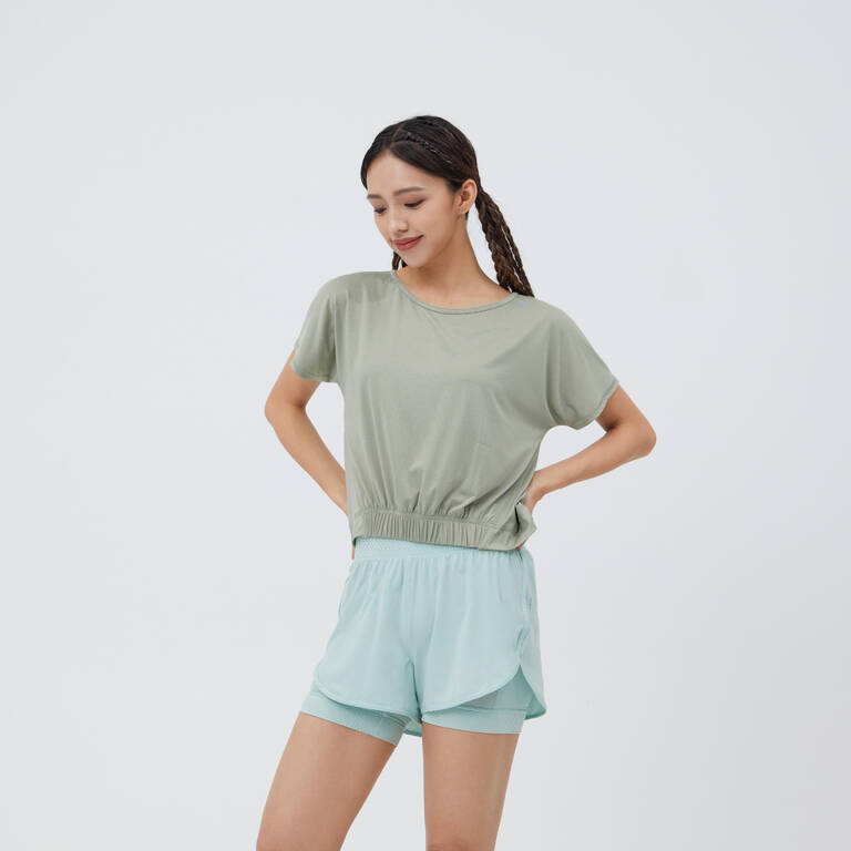 Loose Cropped Fitness T-Shirt - Green