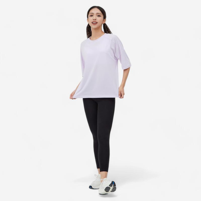 T-shirt donna fitness 520 loose misto cotone viola chiaro