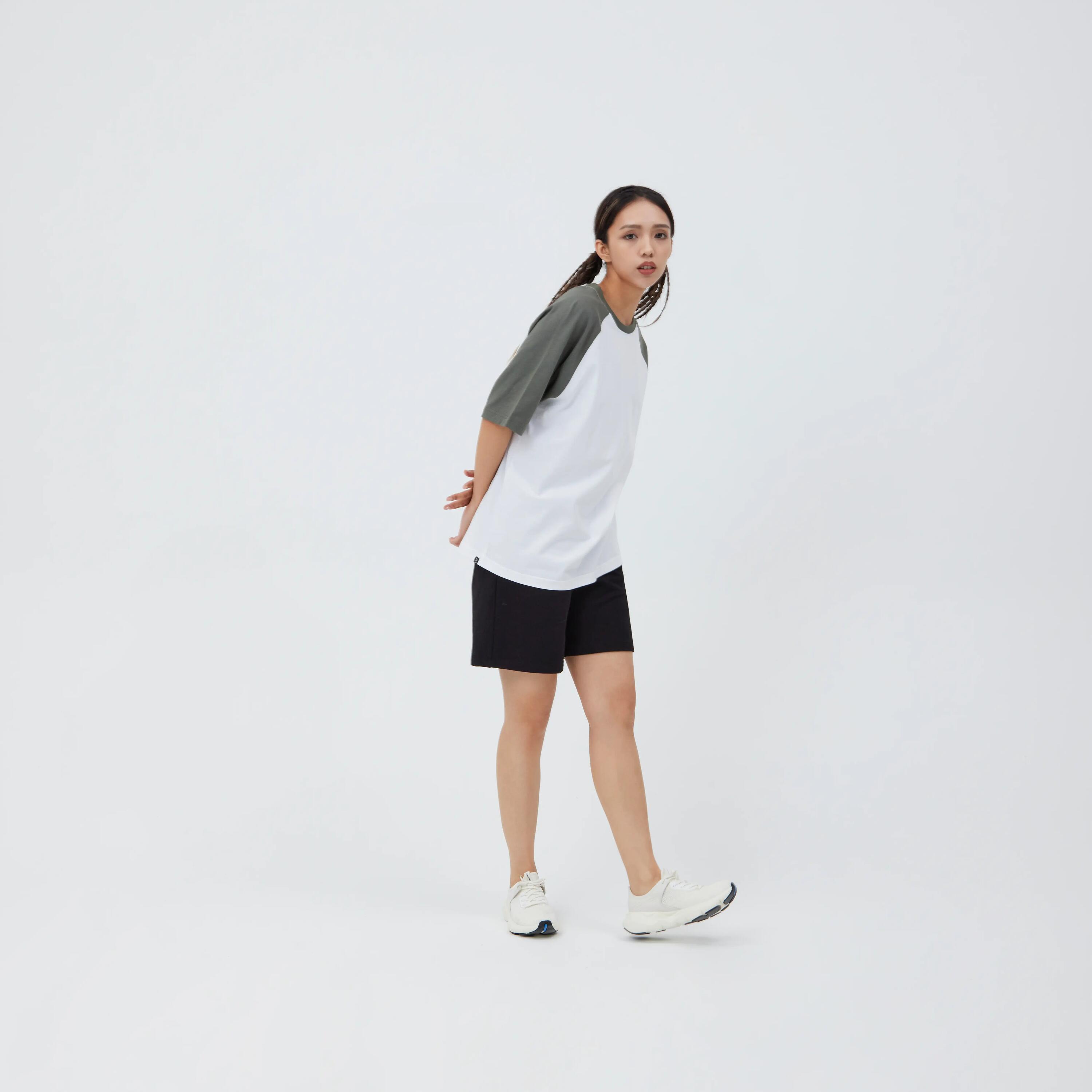 Pantalón Corto Fitness 520 Mujer Negro Pernera Ancha 3/5