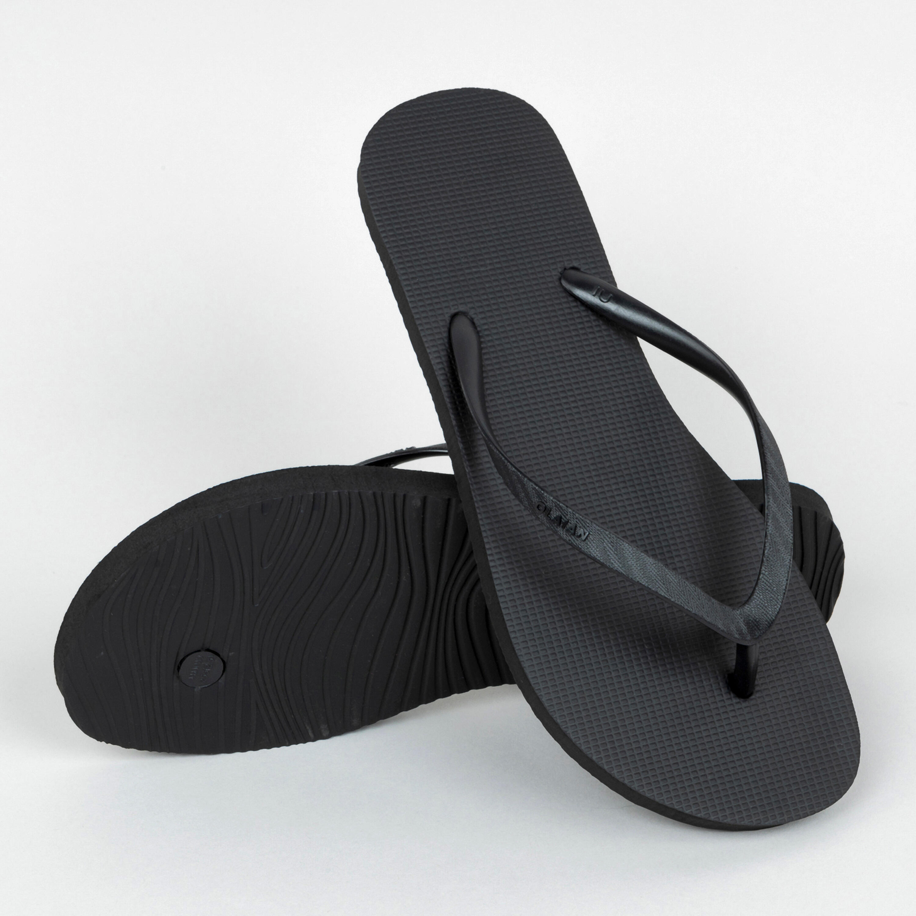 Original high quality SFN black rubber flip flops. (UK size: 3 / 3.5 / 4)