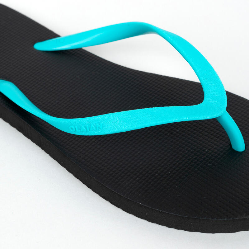 Slippers voor dames 100 zwart/turquoise