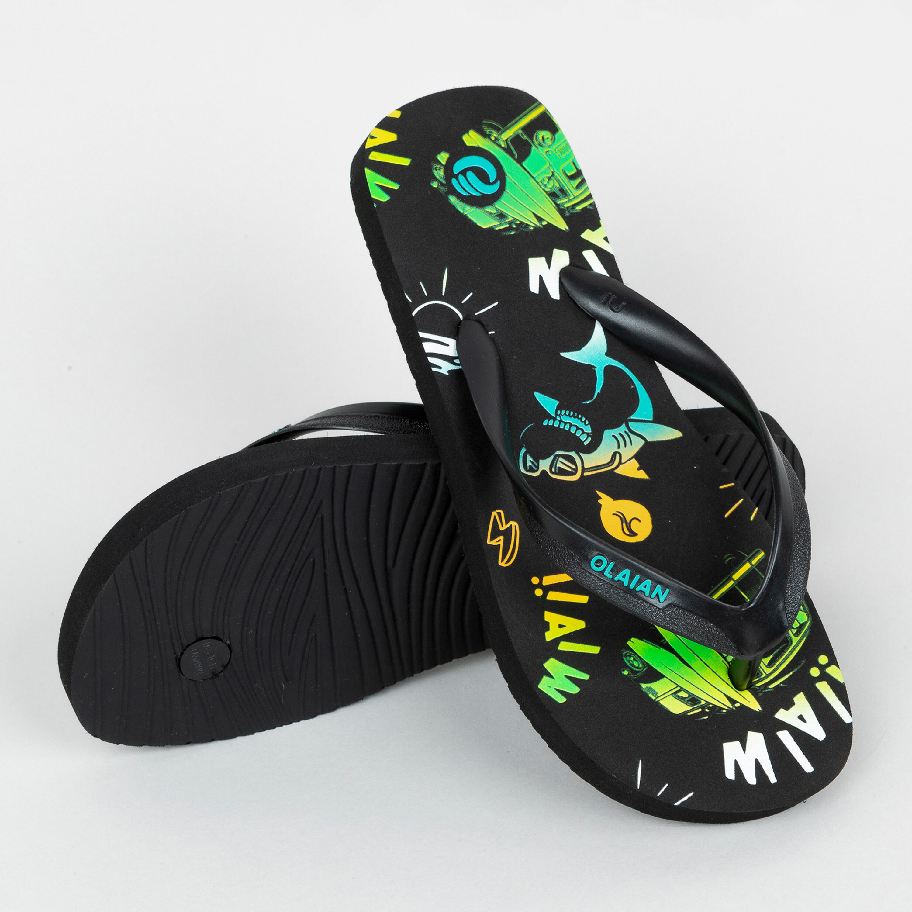 Boys’ Surfing Flip-Flops - 120 Vanlife Black 4/5