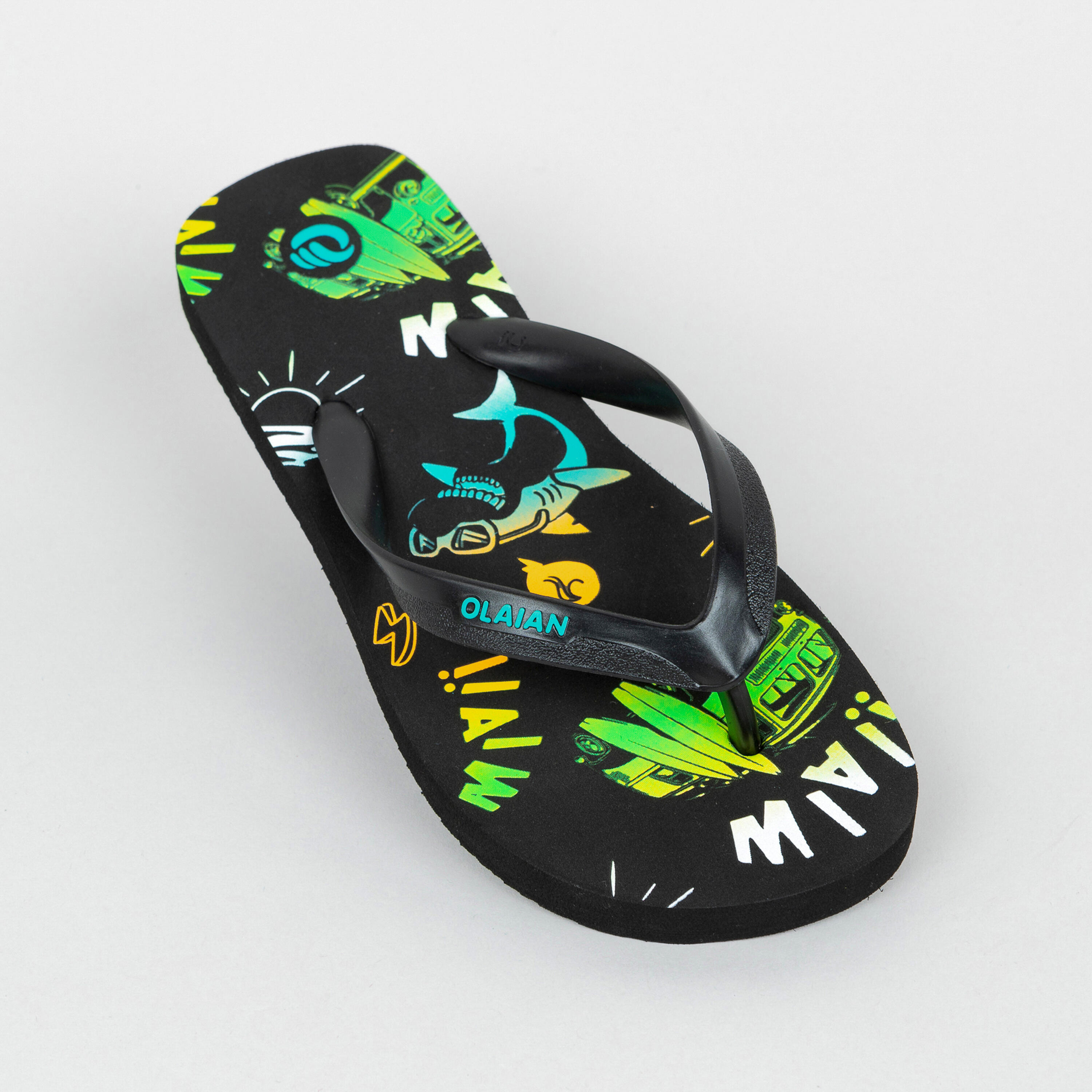 Boys Flip Flops 120 Vanlife Black Decathlon