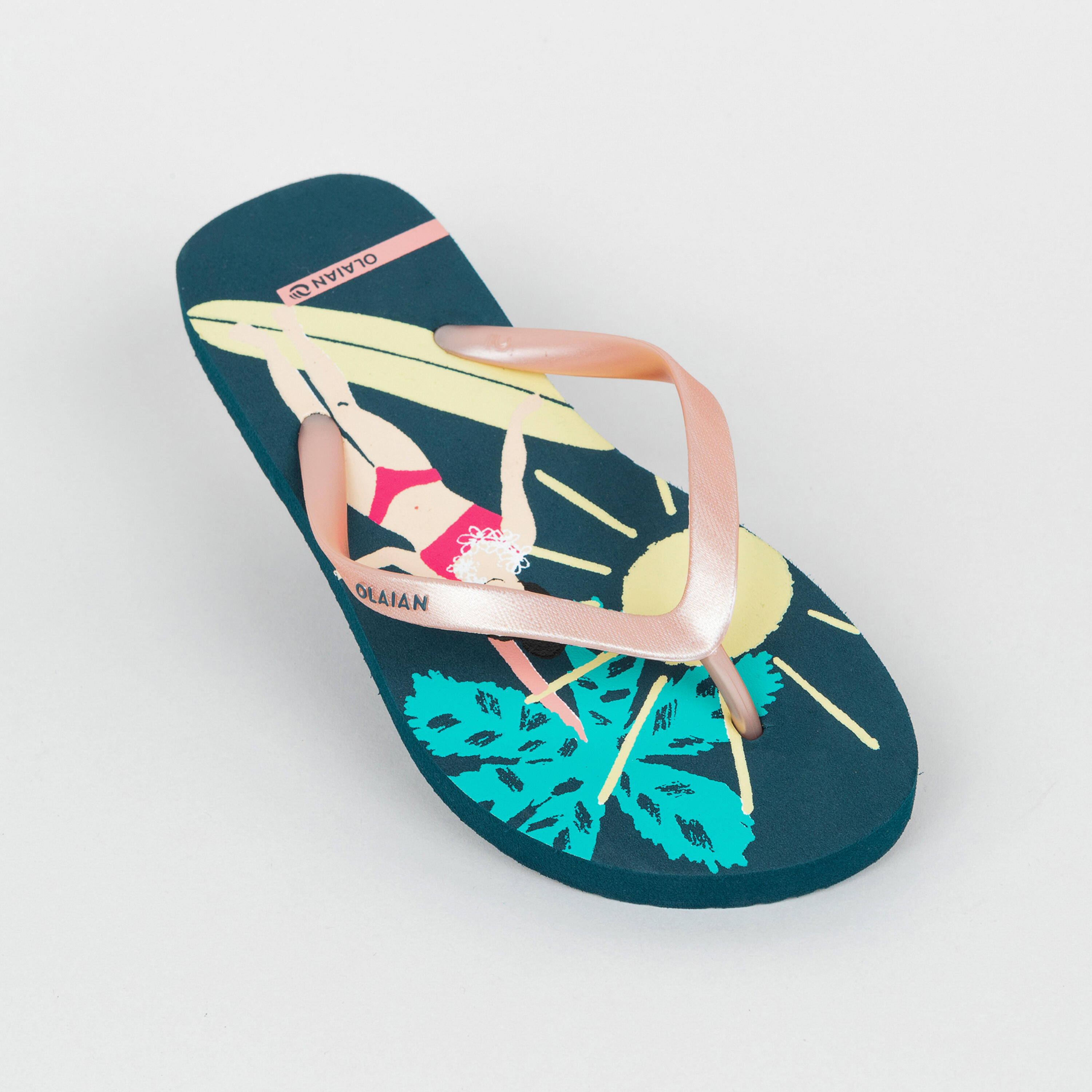 Girls’ Surfing Flip-Flops - 120 - Dark petrol blue‎ - Olaian - Decathlon