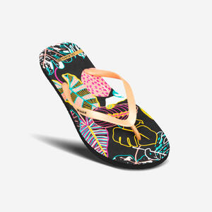 Chanclas playa Mujer dedo negro dorado