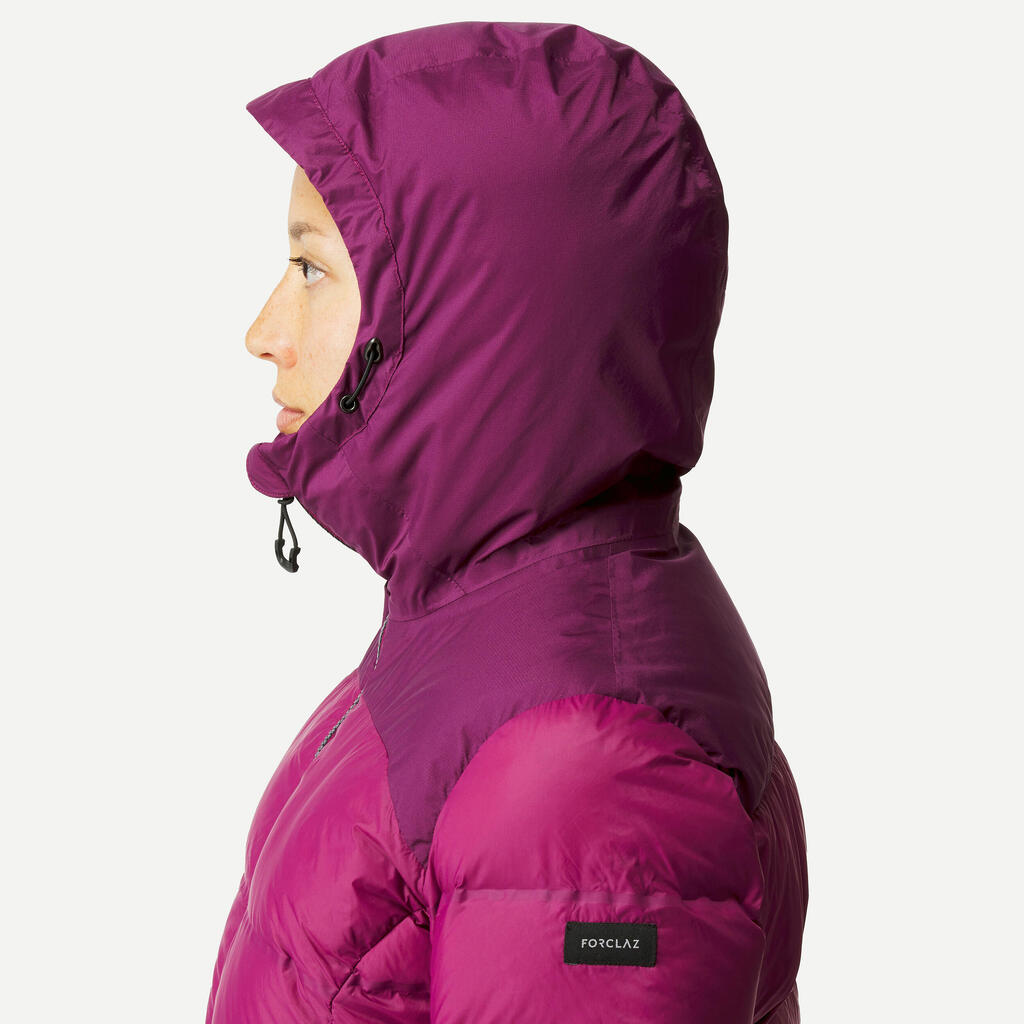 Dámska páperová bunda MT900 na horskú turistiku s kapucňou do -18 °C čierna