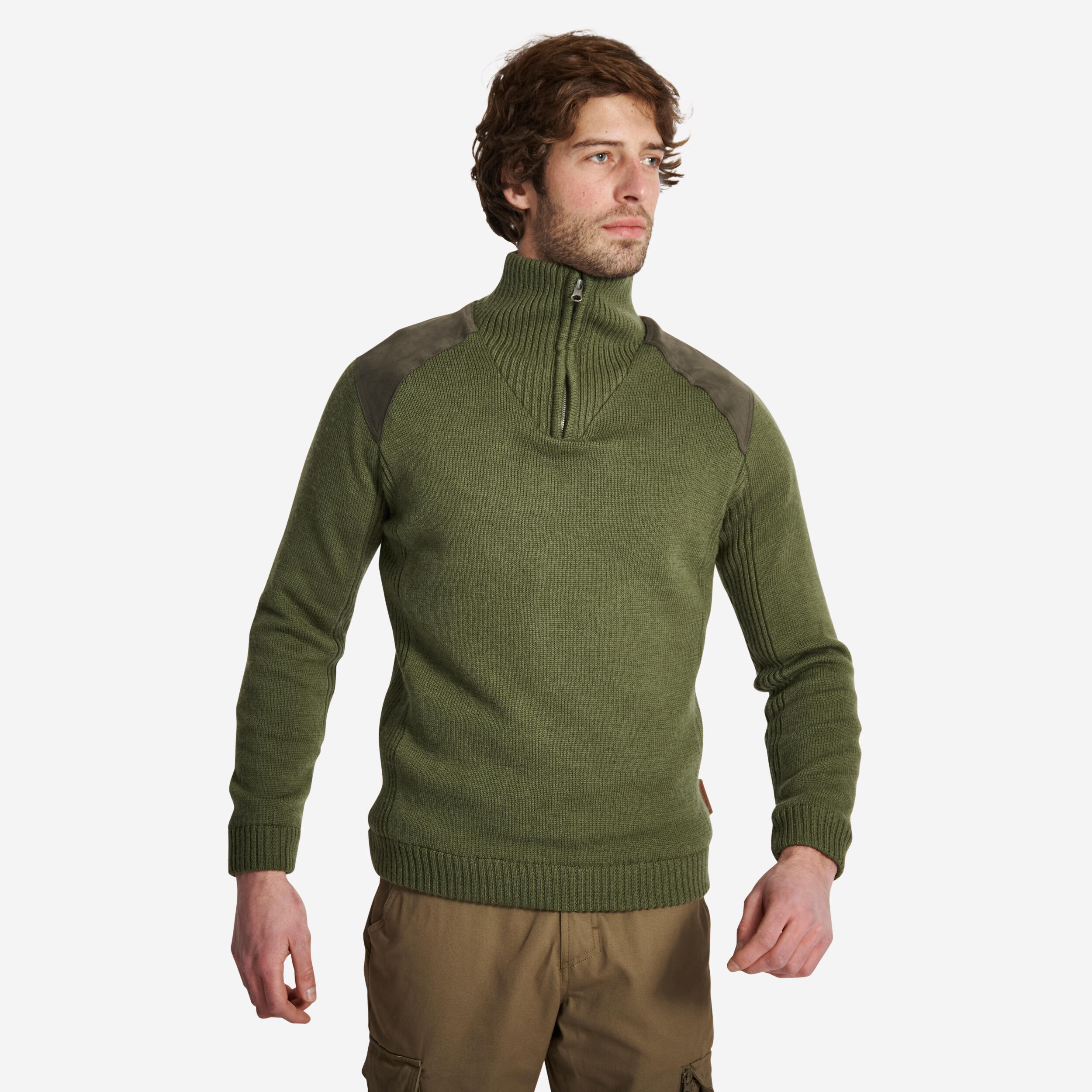 Men's Hunting Wool Windbreaker Sweater - 900 - SOLOGNAC