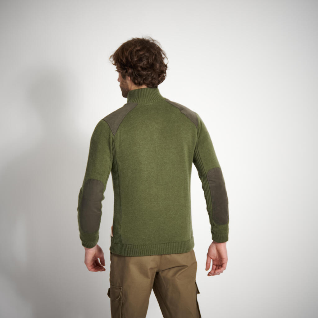 Vēja necaurlaidīgs vilnas pulovers, zaļš