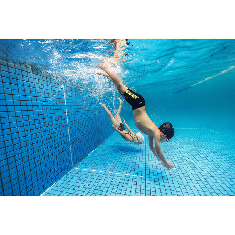 Boys’ Swimming Jammer - Fitib - Black / Olive green / Neon yellow