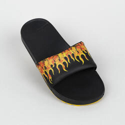 Surfslippers voor jongens 550 zwart met vlammenprint