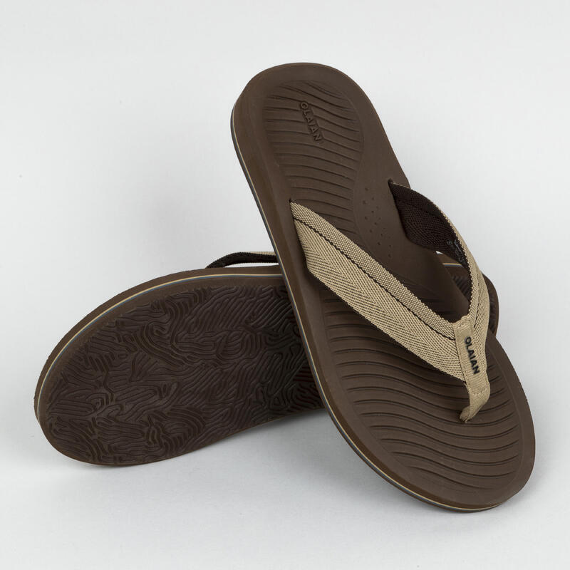 Men's FlipFlops 500 Khaki OLAIAN Decathlon