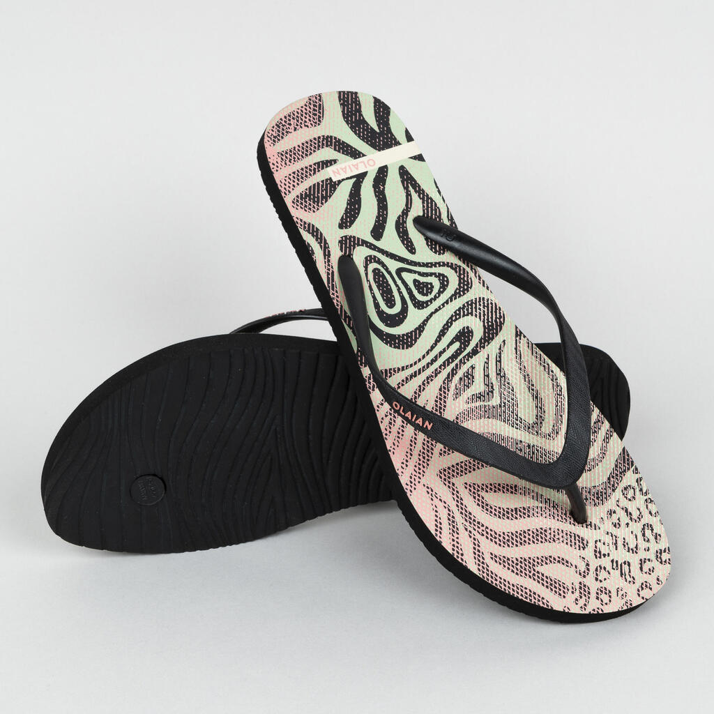 Women's flip-flops - 120 Lila black white