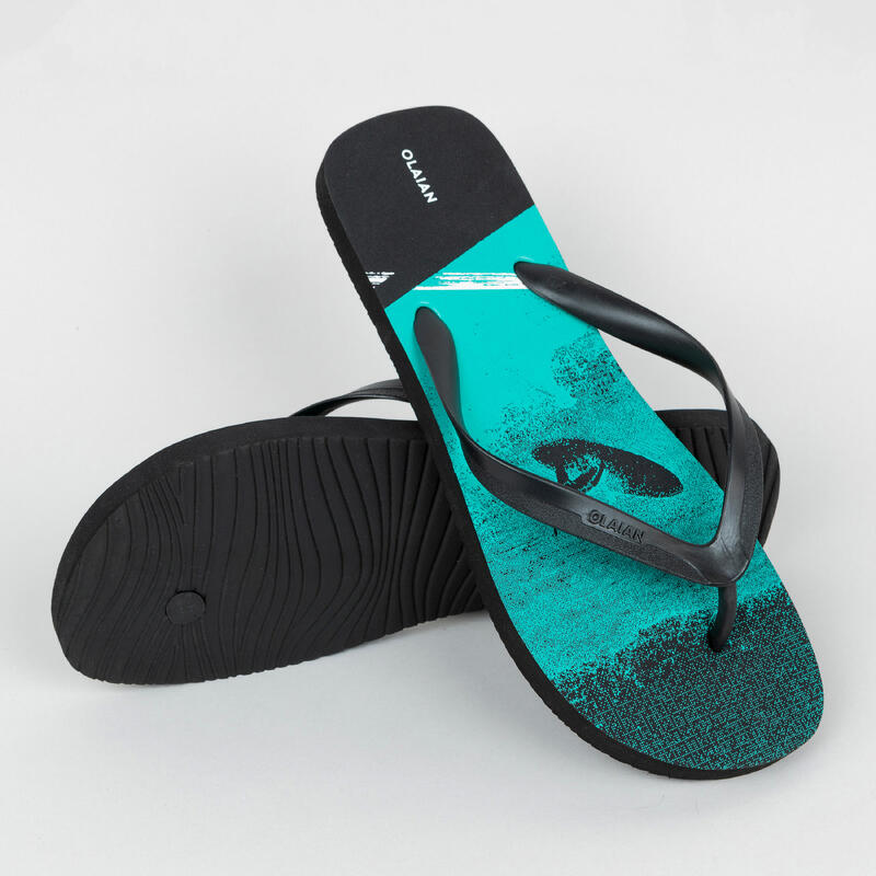 Men's flip-flops - 120 Palmline black OLAIAN - Decathlon